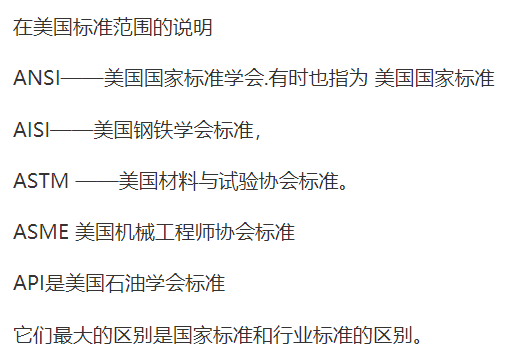 美標ASTM  AISI ANSI ASME API 有什么區別 具體含義代表啥